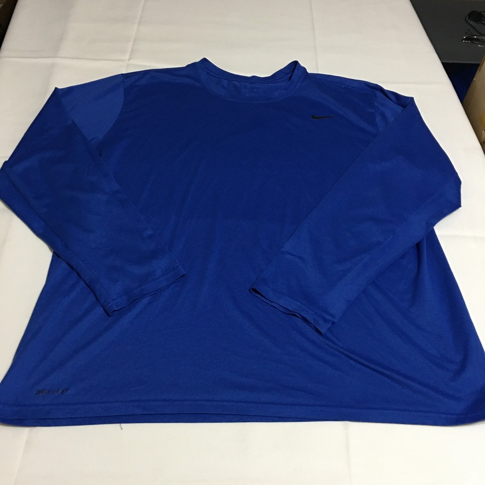 Nike Dri-Fit Long Sleeve Shirt Mens 2XL Blue Crew Neck Athletic